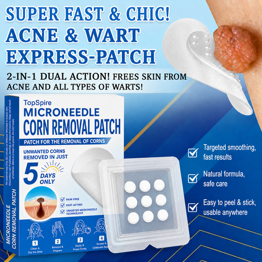TopSpire® 2-in-1 Microneedle & Hydrocolloid Patch | Targeted Solution for Raised Moles, Acne, Flat Warts & Skin Tags | Helps Improve the Appearance of Fine Lines, Scars & Skin Imperfections | Invisible Star Pimple Patches for Face & Body